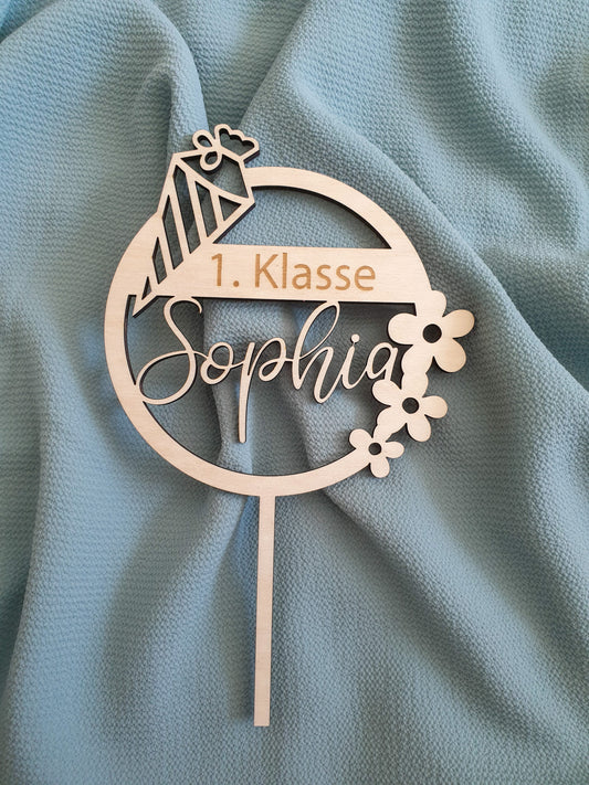 Topper Einschulung, personalisierter Caketopper Einschulung, Schulkind 2025, Tortendeko, Dekoration, erster Schultag, Tortenstecker, Deko Torte, Schultüte