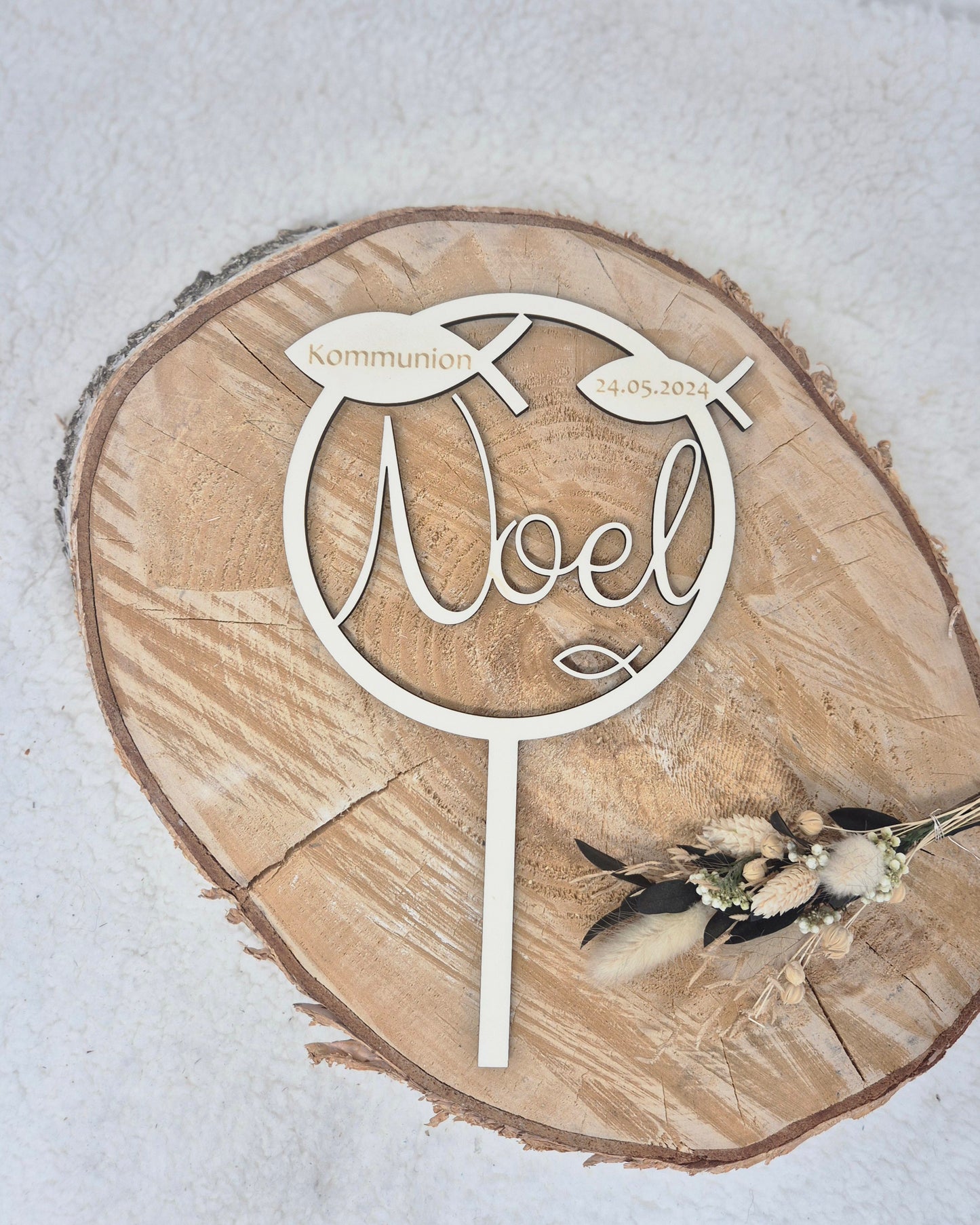 Kommunion, personalisierter Cake Topper Kommunion Fisch, Caketopper, Tortentopper, Tortenaufleger, Kuchendeko Tortendeko, Kuchenstecker, Kommuniontorte