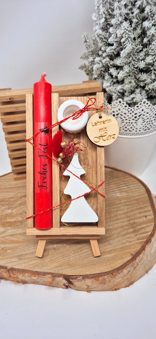 Weihnachtsgeschenk Kerze Tannenbaum | Geschenkset | Wichtelgeschenk | Nikolaus | Dekoration | Geschenkbox Tannenbaum