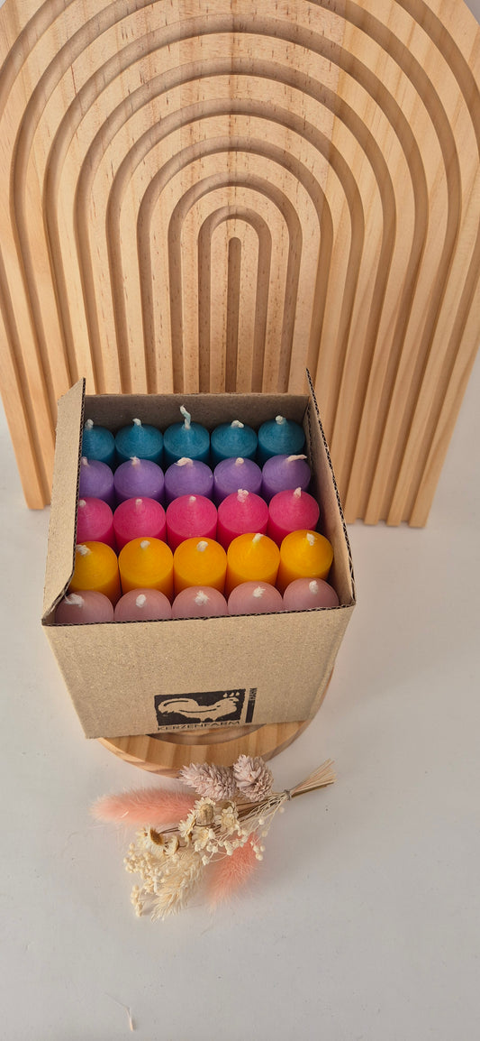 Bunte Stabkerzen-Box | 25 Kerzen | Stabkerzen 100/22cm