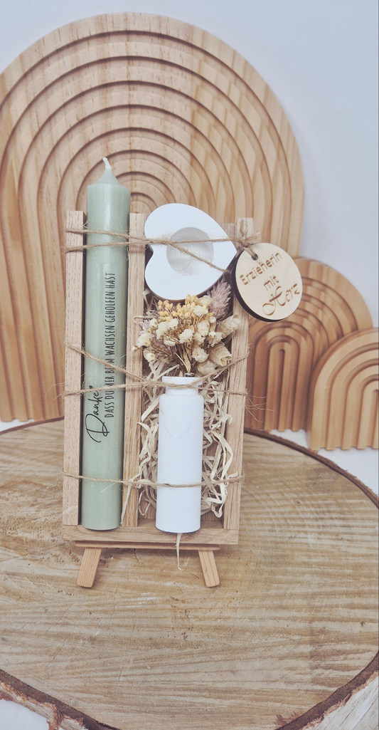 Abschiedsgeschenk Kindergarten Erzieherin mit Herz Erzieher Geschenkset Dankeschön Kerzenset Herz Tagesmutter Lehrerin