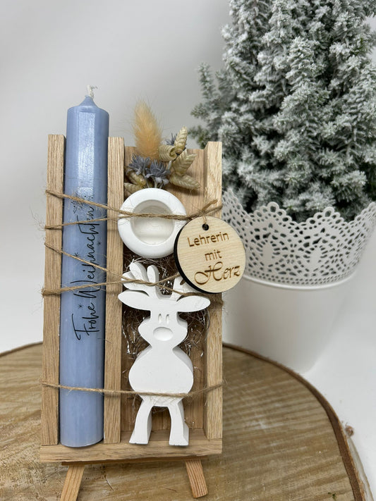 Weihnachtsgeschenk Kerze Elch | Geschenkset | Wichtelgeschenk | Nikolaus | Dekoration | Geschenkbox Elch