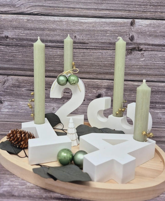 Adventszahlen aus Raysin | Adventszahlen | Kerzenhalter Zahlen | Modern | Weihnachtsdekoration | Kranzdekor | Geburtstagszahlen