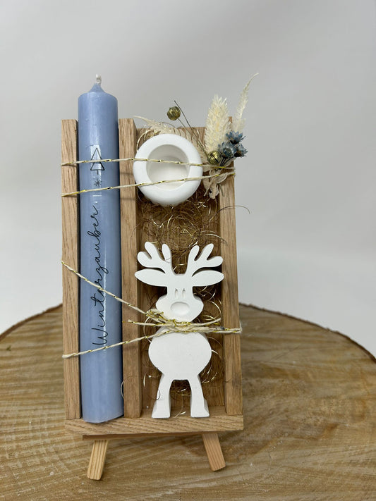 Weihnachtsgeschenk Kerze Elch | Geschenkset | Wichtelgeschenk | Nikolaus | Dekoration | Geschenkbox Elch