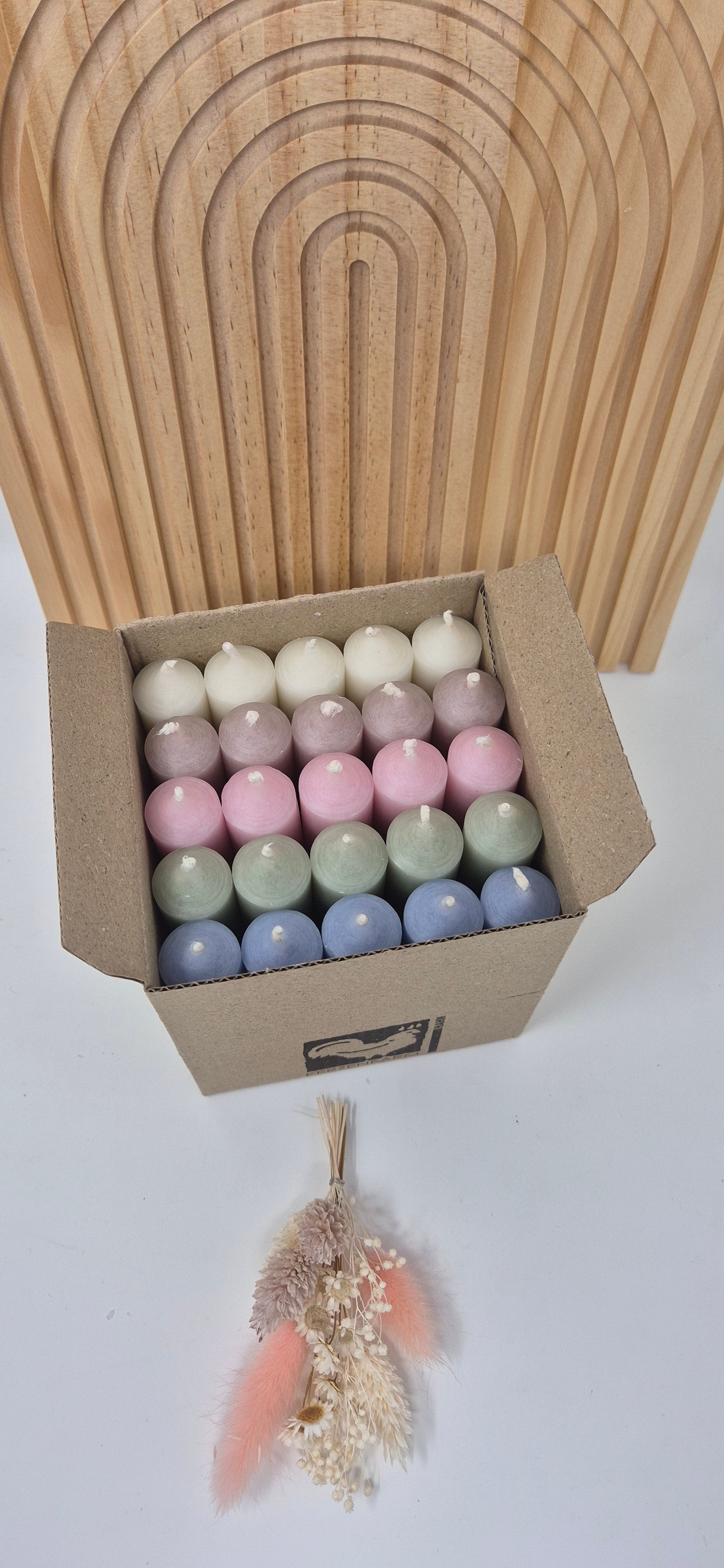 Kerzenbox Pastell Kerzen Stabkerzen 100/22 mm KERZENFARM HAHN, – milessimo