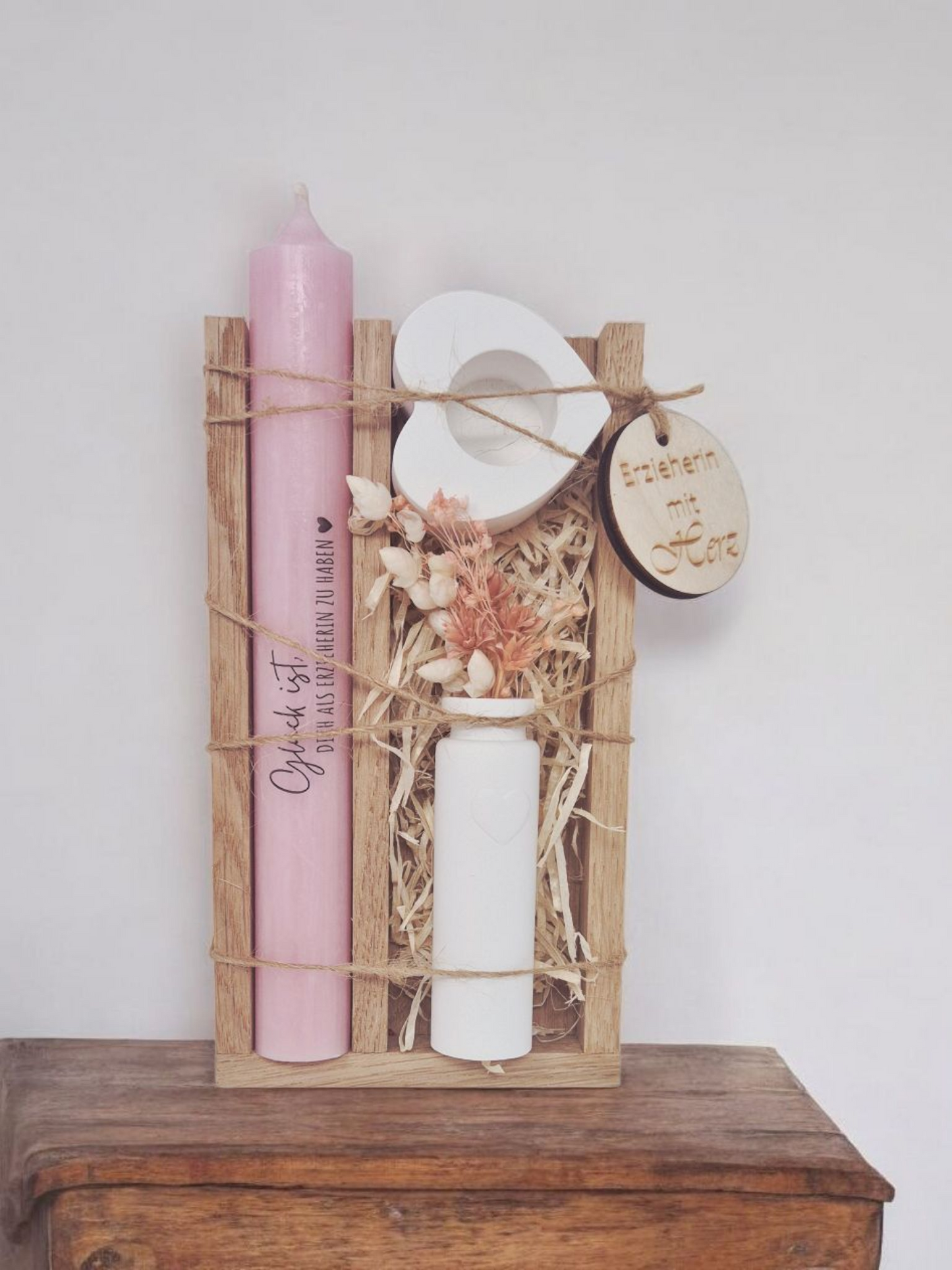 Abschiedsgeschenk Kindergarten Erzieherin mit Herz Erzieher Geschenkset Dankeschön Kerzenset Herz Tagesmutter Lehrerin