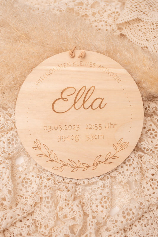 Holzscheibe - Geburtsdaten - milessimo