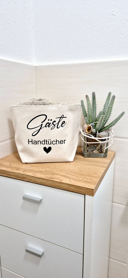 Aufbewahrungskorb "Für unsere Gäste" / Utensilo / Handtuch / Hochzeit / Bad / Gäste WC / Notfallkörbchen / Gästehandtücher