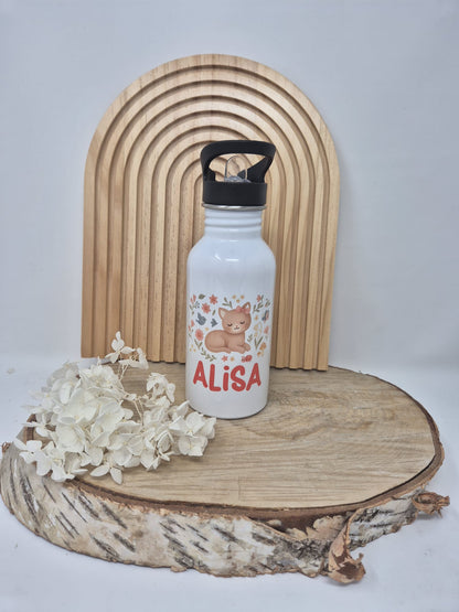 Personalisierte Trinkflasche Wunsch-Motiv, Thermoflasche Kinder, Trinkflasche mit Name, Personalisiertes Geschenk zur Einschulung