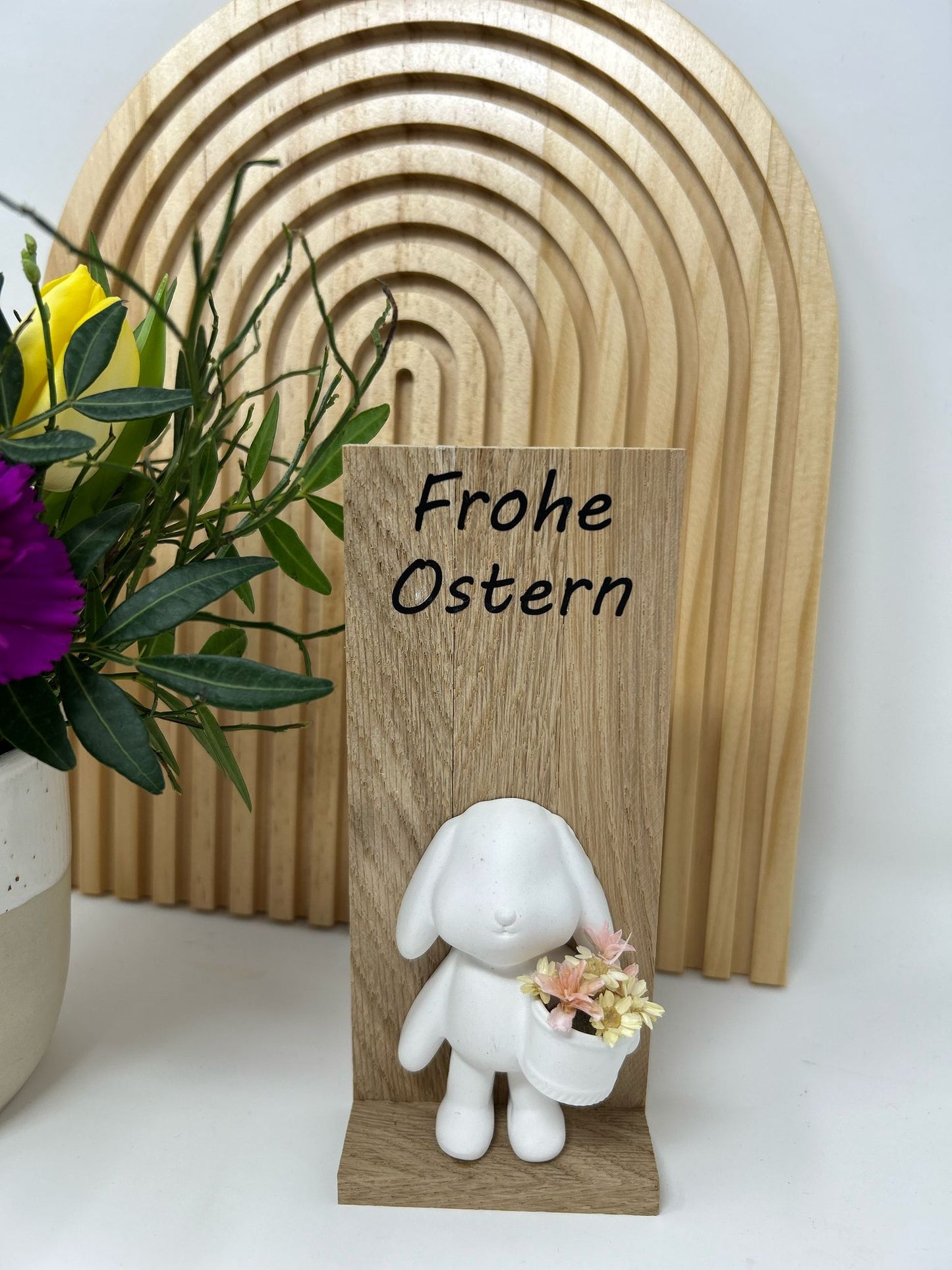 Keramik-Osterhase mit Trockenblumen – Frühlingszauber für dein Zuhause Osterdeko