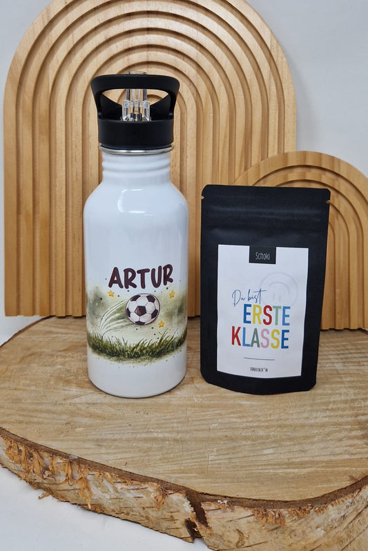 Personalisierte Trinkflasche Wunsch-Motiv, Thermoflasche Kinder, Trinkflasche mit Name, Personalisiertes Geschenk zur Einschulung