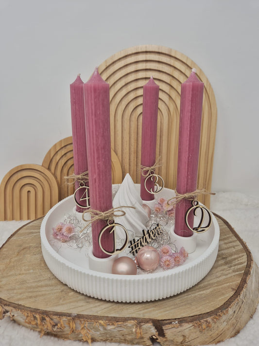 Adventskranz Modern in Rosé –  Adventsgesteck mit 4 Kerzen